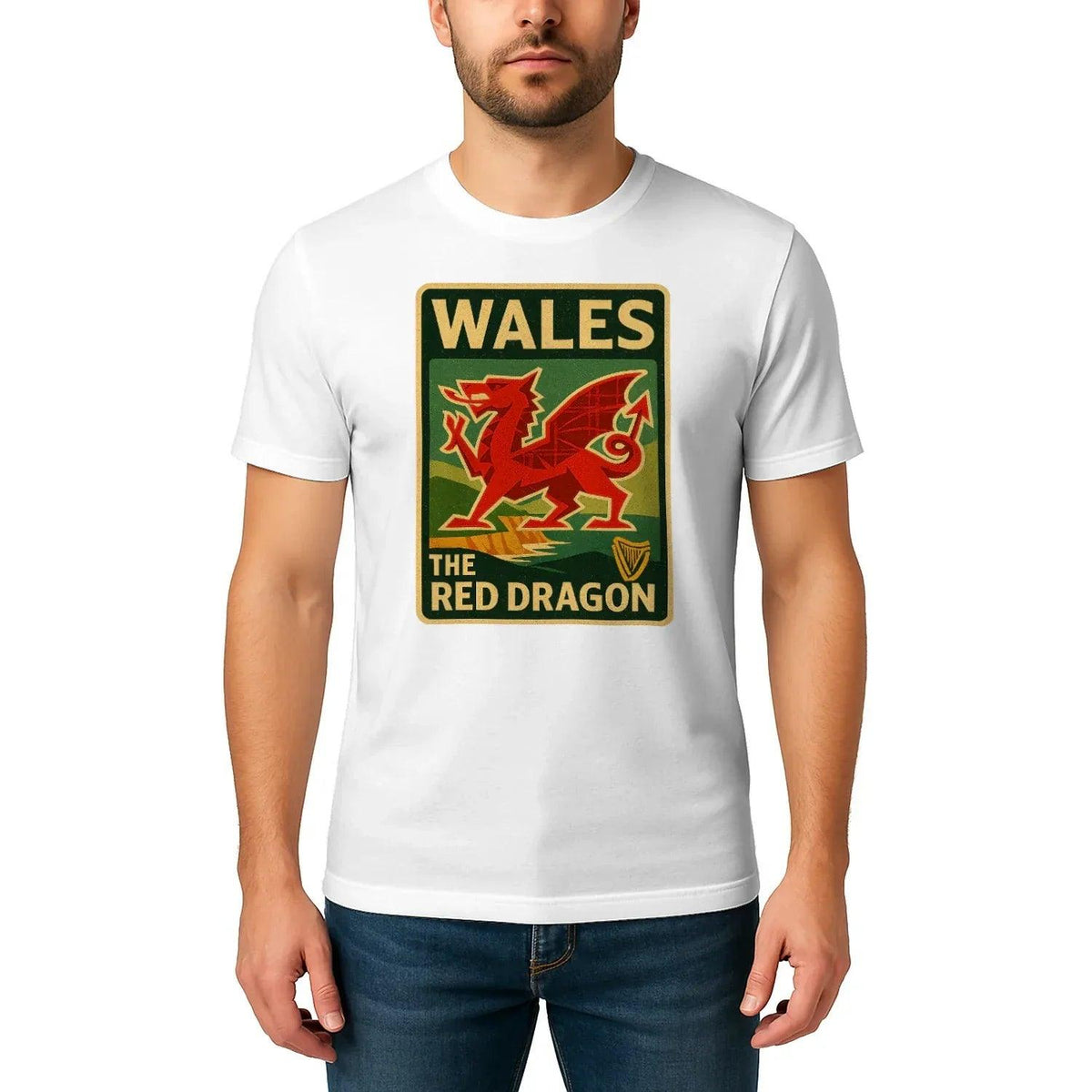 Welsh Dragon T-Shirt - Red Crest Design 01, Unisex - Celtic Wolfwear