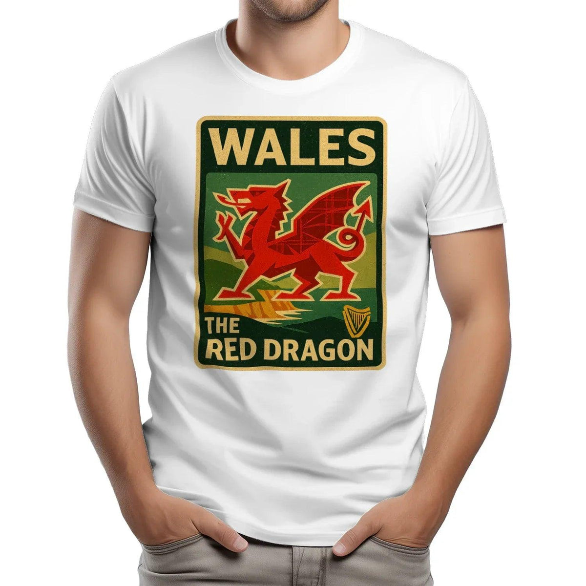 Welsh Dragon T-Shirt - Red Crest Design 01, Unisex - Celtic Wolfwear