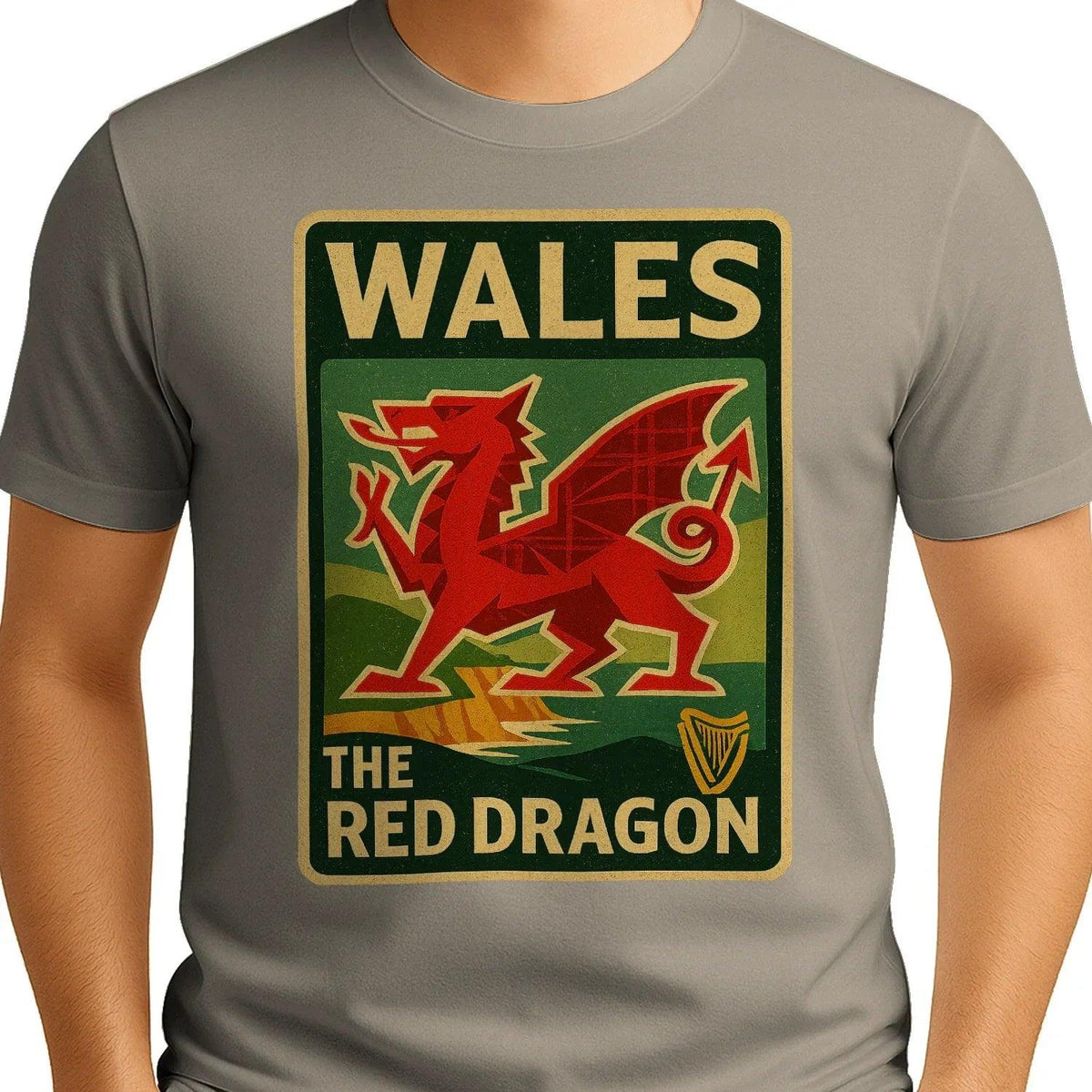 Welsh Dragon T-Shirt - Red Crest Design 01, Unisex - Celtic Wolfwear