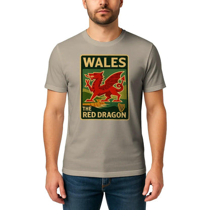 Welsh Dragon T-Shirt - Red Crest Design 01, Unisex - Celtic Wolfwear