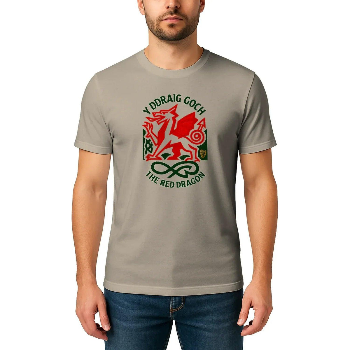 Welsh Dragon T-Shirt - Red Crest Design 02, Unisex - Celtic Wolfwear