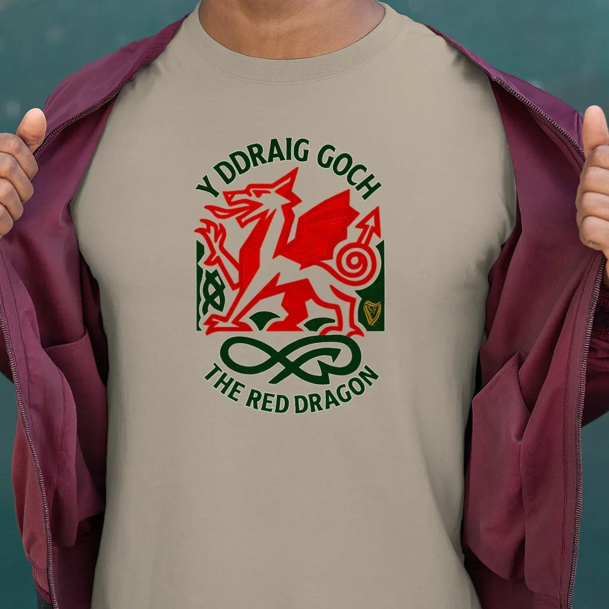 Welsh Dragon T-Shirt - Red Crest Design 02, Unisex - Celtic Wolfwear