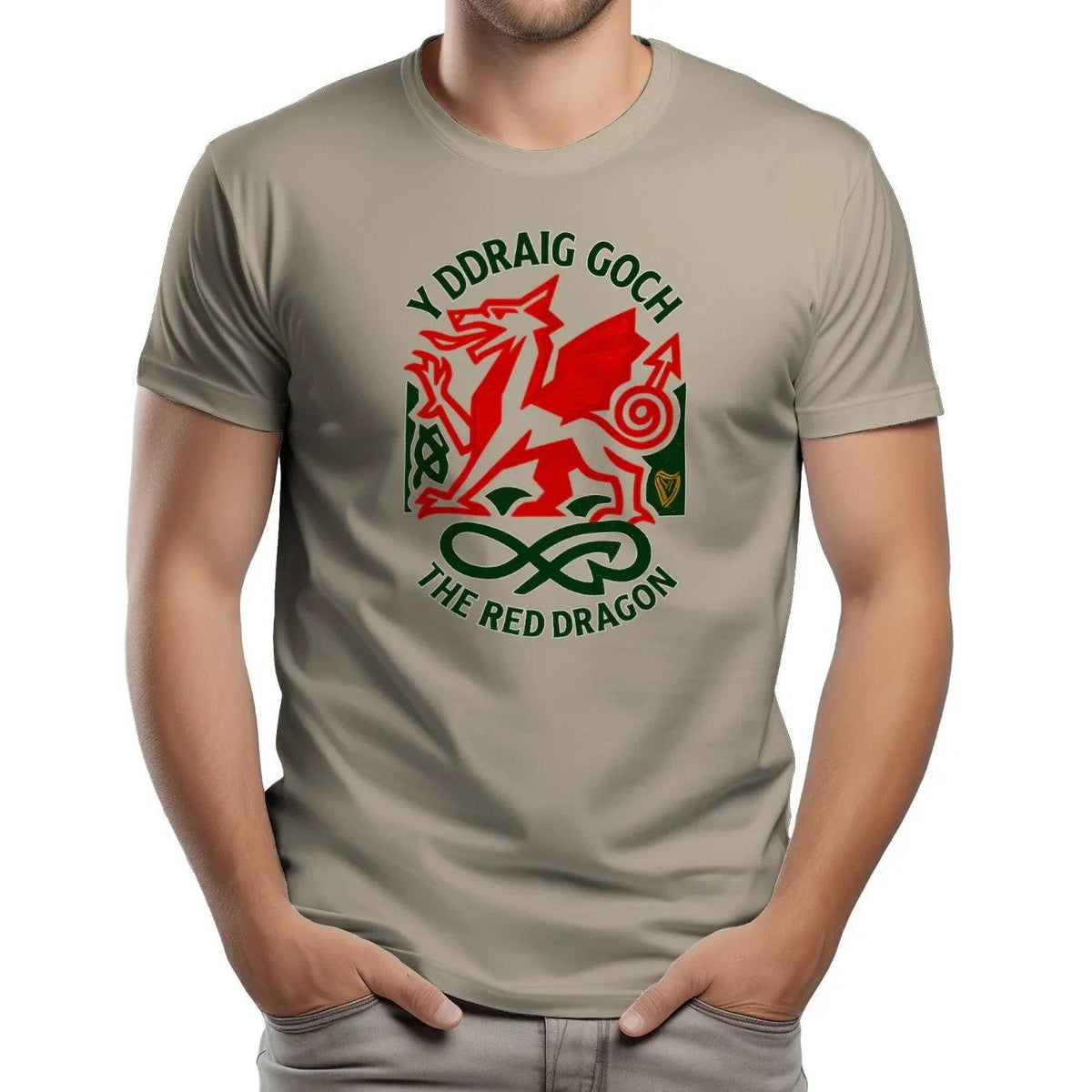 Welsh Dragon T-Shirt - Red Crest Design 02, Unisex - Celtic Wolfwear