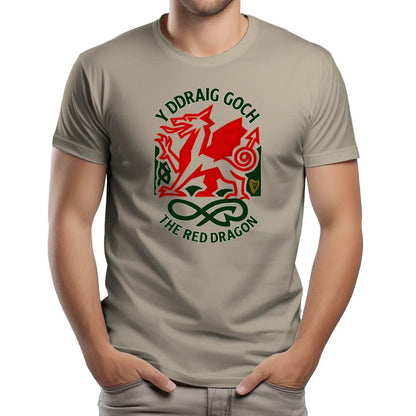 Welsh Dragon T-Shirt - Red Crest Design 02, Unisex - Celtic Wolfwear