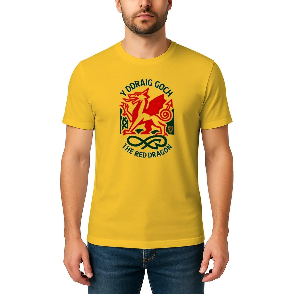 Welsh Dragon T-Shirt - Red Crest Design 02, Unisex - Celtic Wolfwear