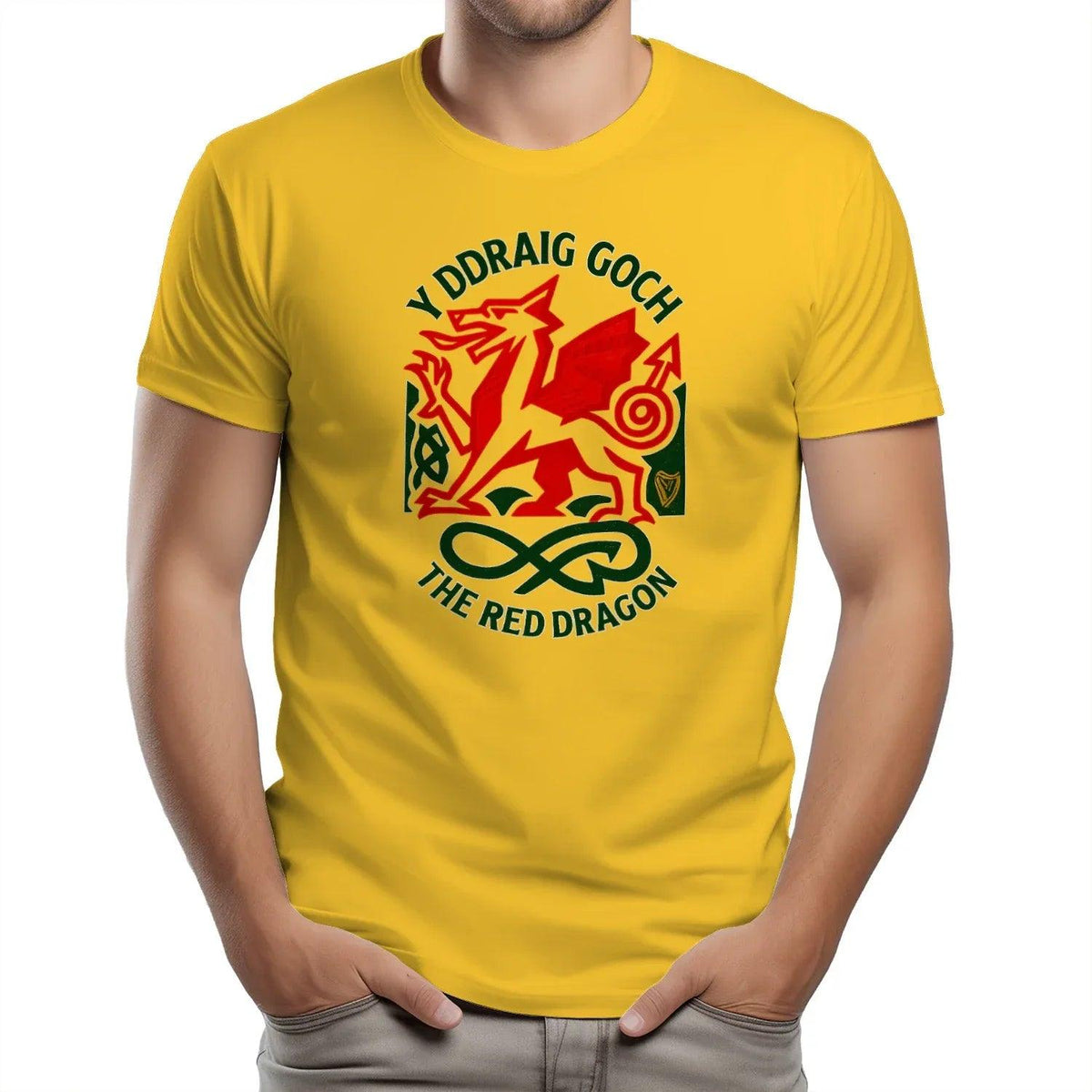 Welsh Dragon T-Shirt - Red Crest Design 02, Unisex - Celtic Wolfwear