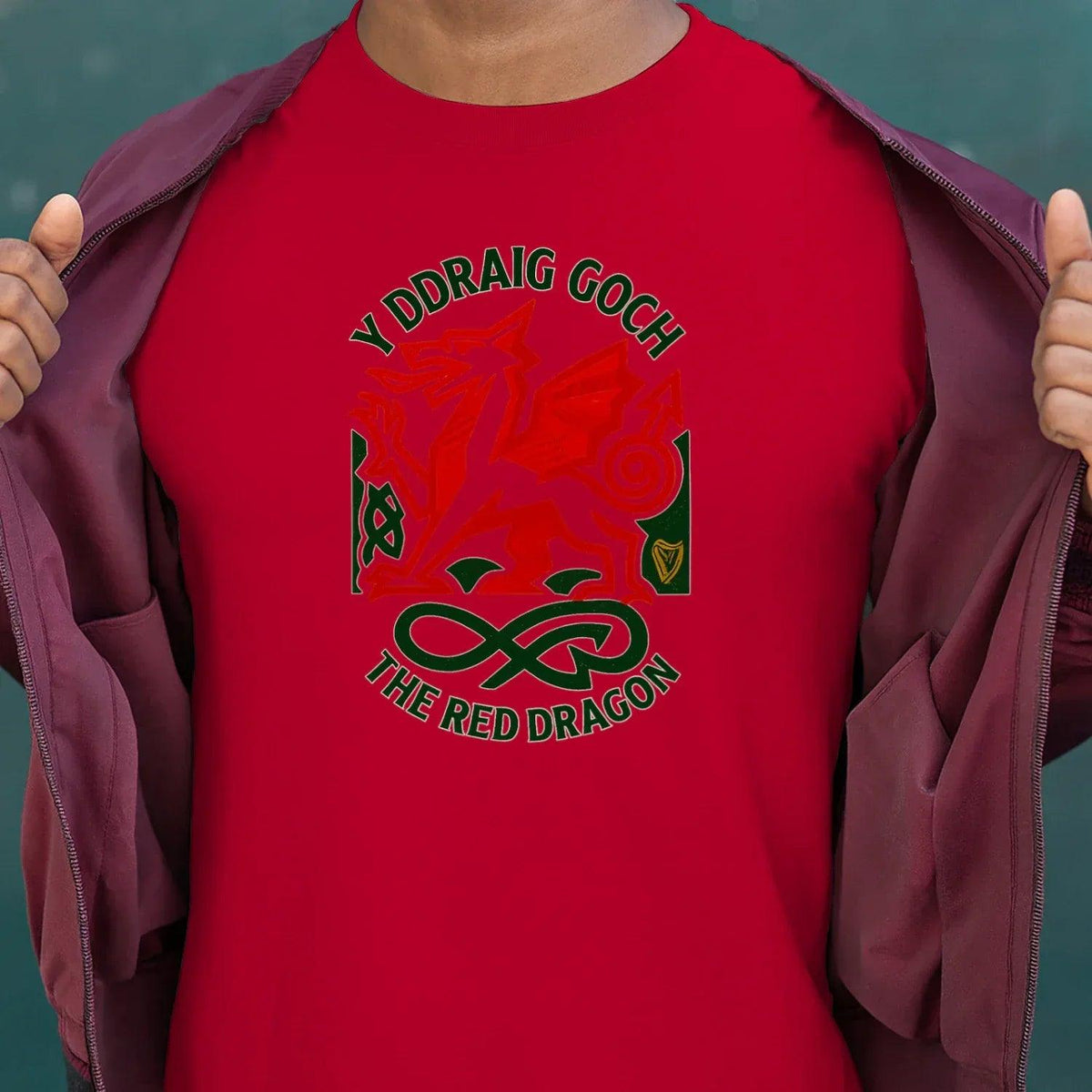 Welsh Dragon T-Shirt - Red Crest Design 02, Unisex - Celtic Wolfwear