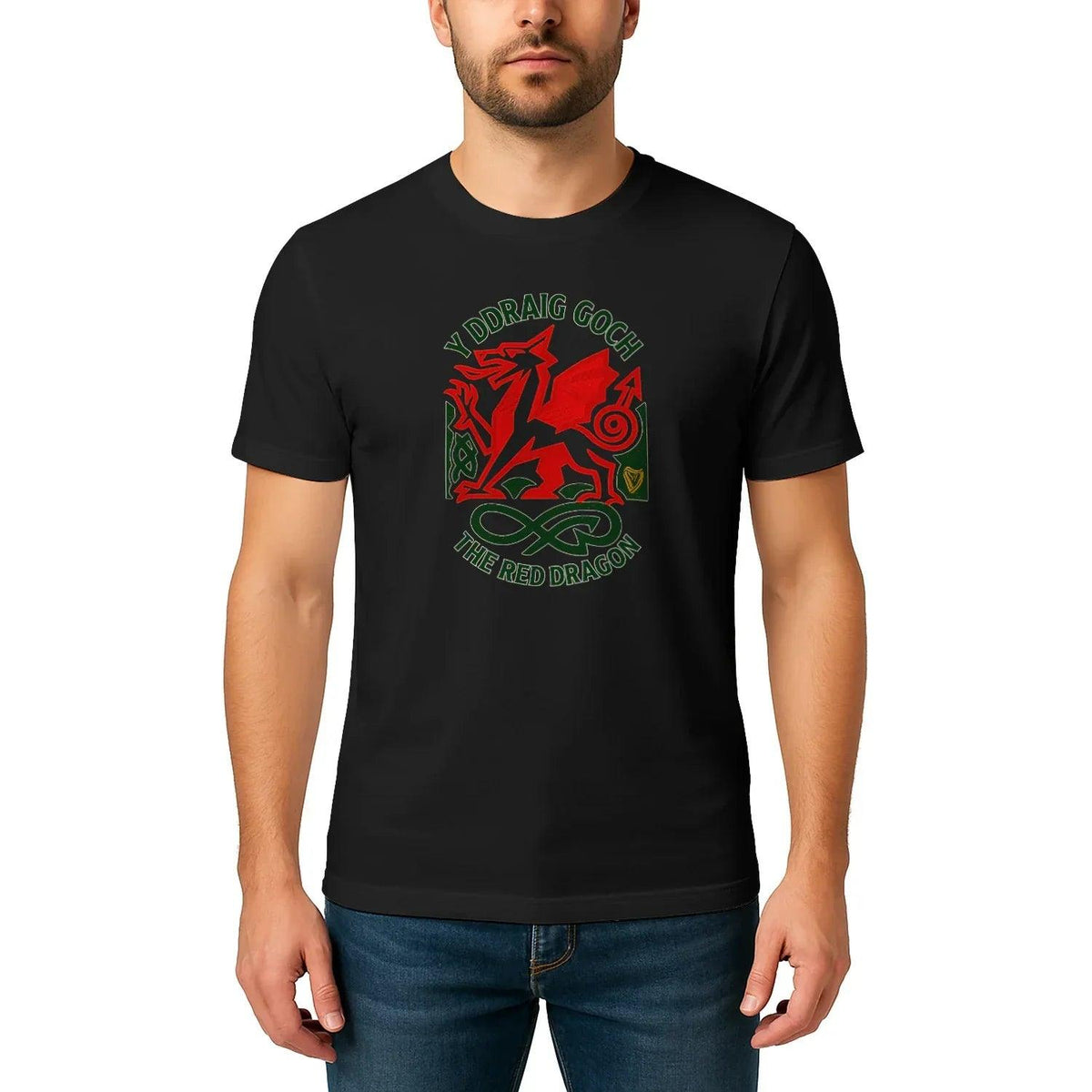 Welsh Dragon T-Shirt - Red Crest Design 02, Unisex - Celtic Wolfwear
