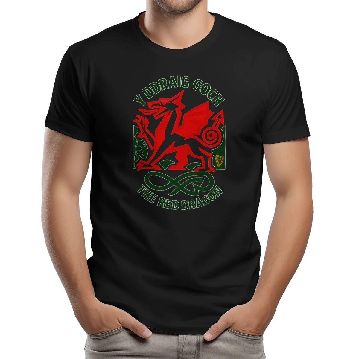 Welsh Dragon T-Shirt - Red Crest Design 02, Unisex - Celtic Wolfwear