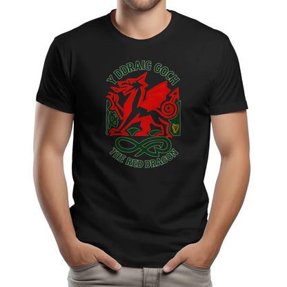 Welsh Dragon T-Shirt - Red Crest Design 02, Unisex - Celtic Wolfwear
