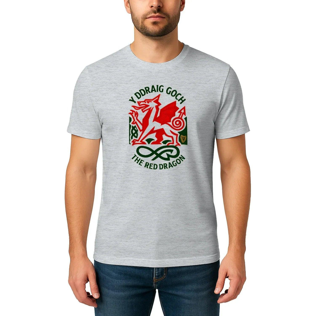 Welsh Dragon T-Shirt - Red Crest Design 02, Unisex - Celtic Wolfwear