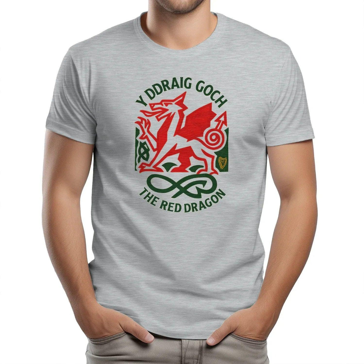 Welsh Dragon T-Shirt - Red Crest Design 02, Unisex - Celtic Wolfwear