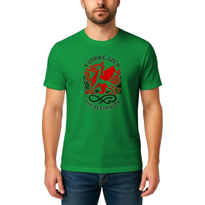 Welsh Dragon T-Shirt - Red Crest Design 02, Unisex - Celtic Wolfwear