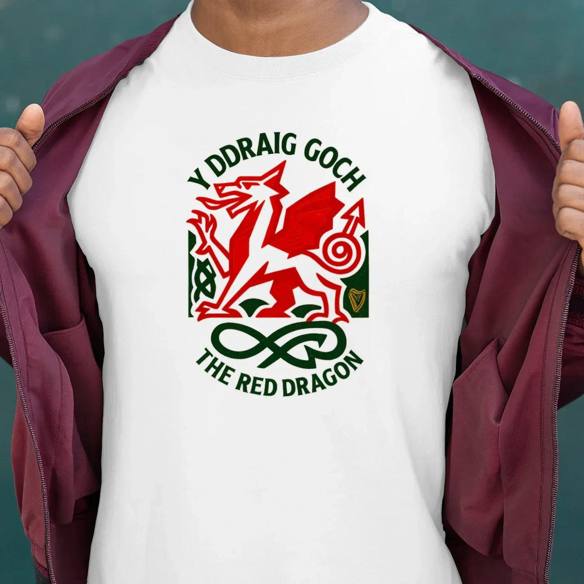 Welsh Dragon T-Shirt - Red Crest Design 02, Unisex - Celtic Wolfwear