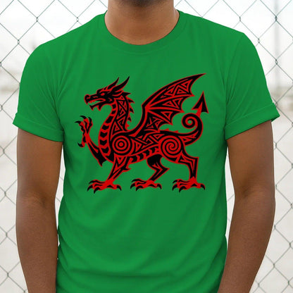 Welsh Dragon T-Shirt - Red Heritage, Unisex Streetwear - Celtic Wolfwear