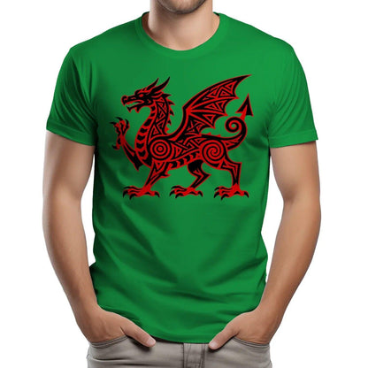 Welsh Dragon T-Shirt - Red Heritage, Unisex Streetwear - Celtic Wolfwear