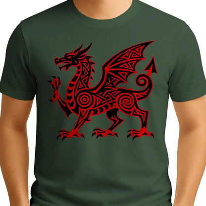 Welsh Dragon T-Shirt - Red Heritage, Unisex Streetwear - Celtic Wolfwear
