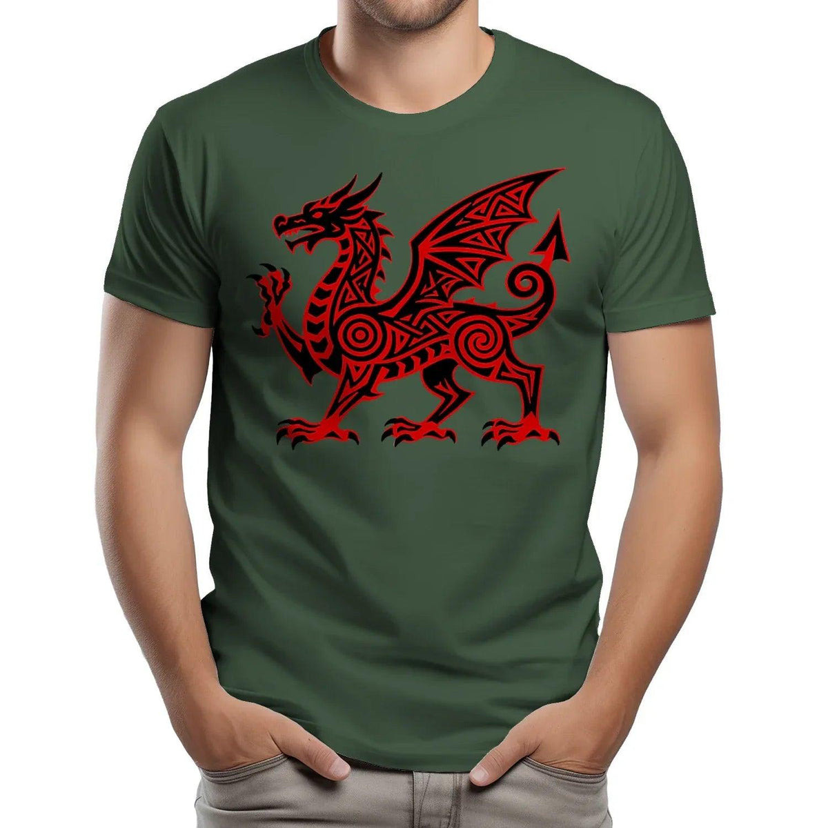 Welsh Dragon T-Shirt - Red Heritage, Unisex Streetwear - Celtic Wolfwear