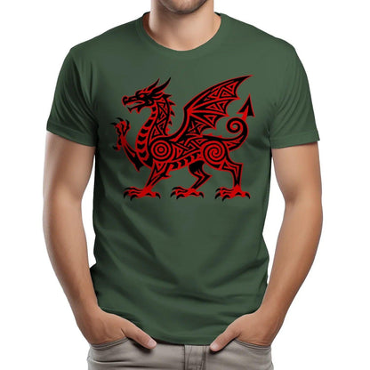 Welsh Dragon T-Shirt - Red Heritage, Unisex Streetwear - Celtic Wolfwear