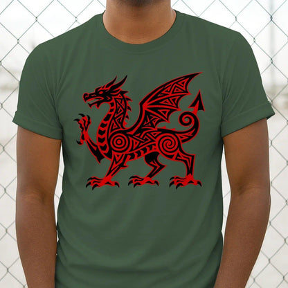 Welsh Dragon T-Shirt - Red Heritage, Unisex Streetwear - Celtic Wolfwear