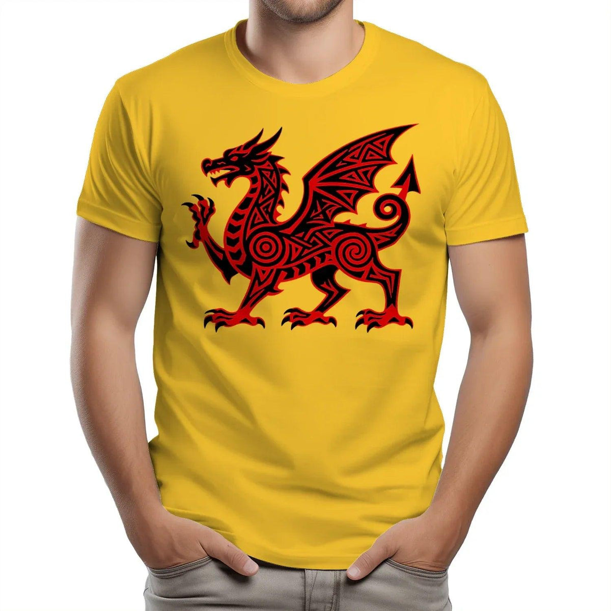Welsh Dragon T-Shirt - Red Heritage, Unisex Streetwear - Celtic Wolfwear