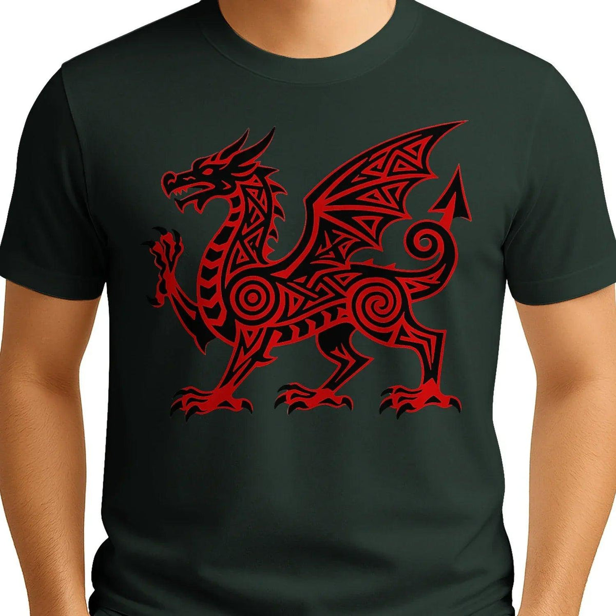 Welsh Dragon T-Shirt - Red Heritage, Unisex Streetwear - Celtic Wolfwear