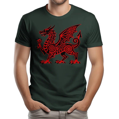 Welsh Dragon T-Shirt - Red Heritage, Unisex Streetwear - Celtic Wolfwear