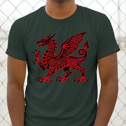 Welsh Dragon T-Shirt - Red Heritage, Unisex Streetwear - Celtic Wolfwear
