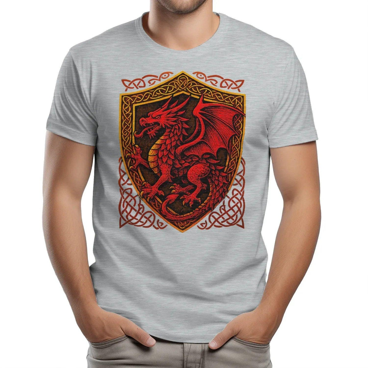 Welsh Dragon T-Shirt - Shield Crest Heritage Streetwear - Celtic Wolfwear