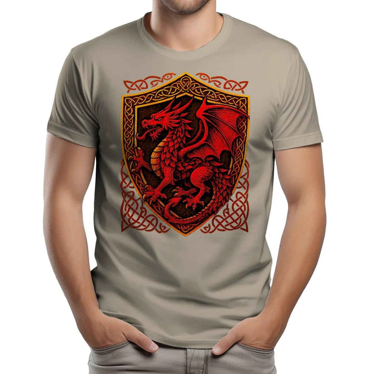 Welsh Dragon T-Shirt - Shield Crest Heritage Streetwear - Celtic Wolfwear