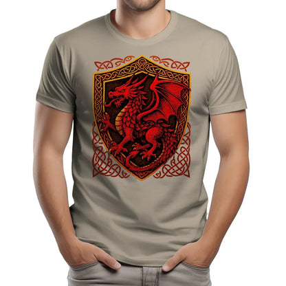 Welsh Dragon T-Shirt - Shield Crest Heritage Streetwear - Celtic Wolfwear