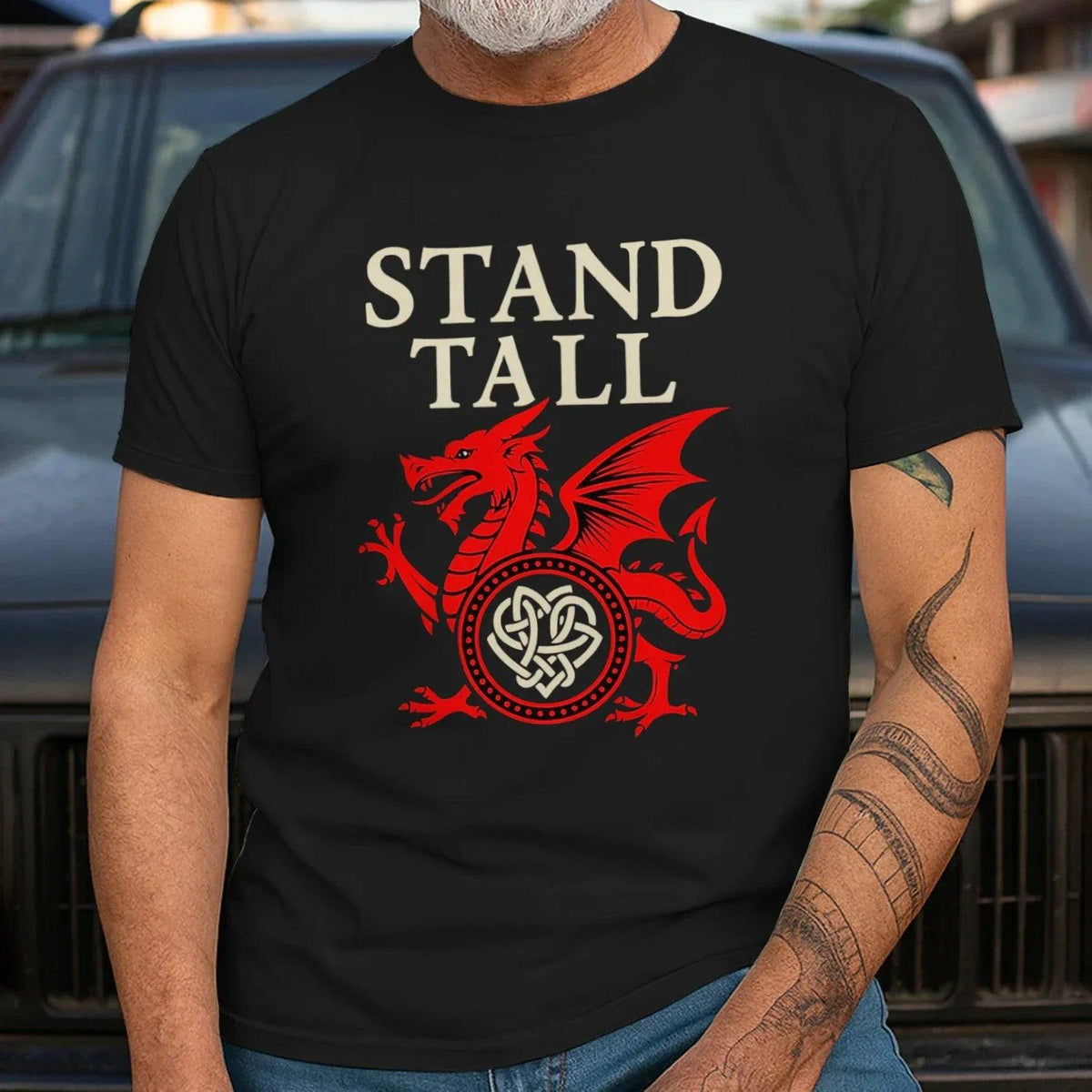 Welsh Dragon T-Shirt - Stand Tall Heritage Edition 01 - Celtic Wolfwear
