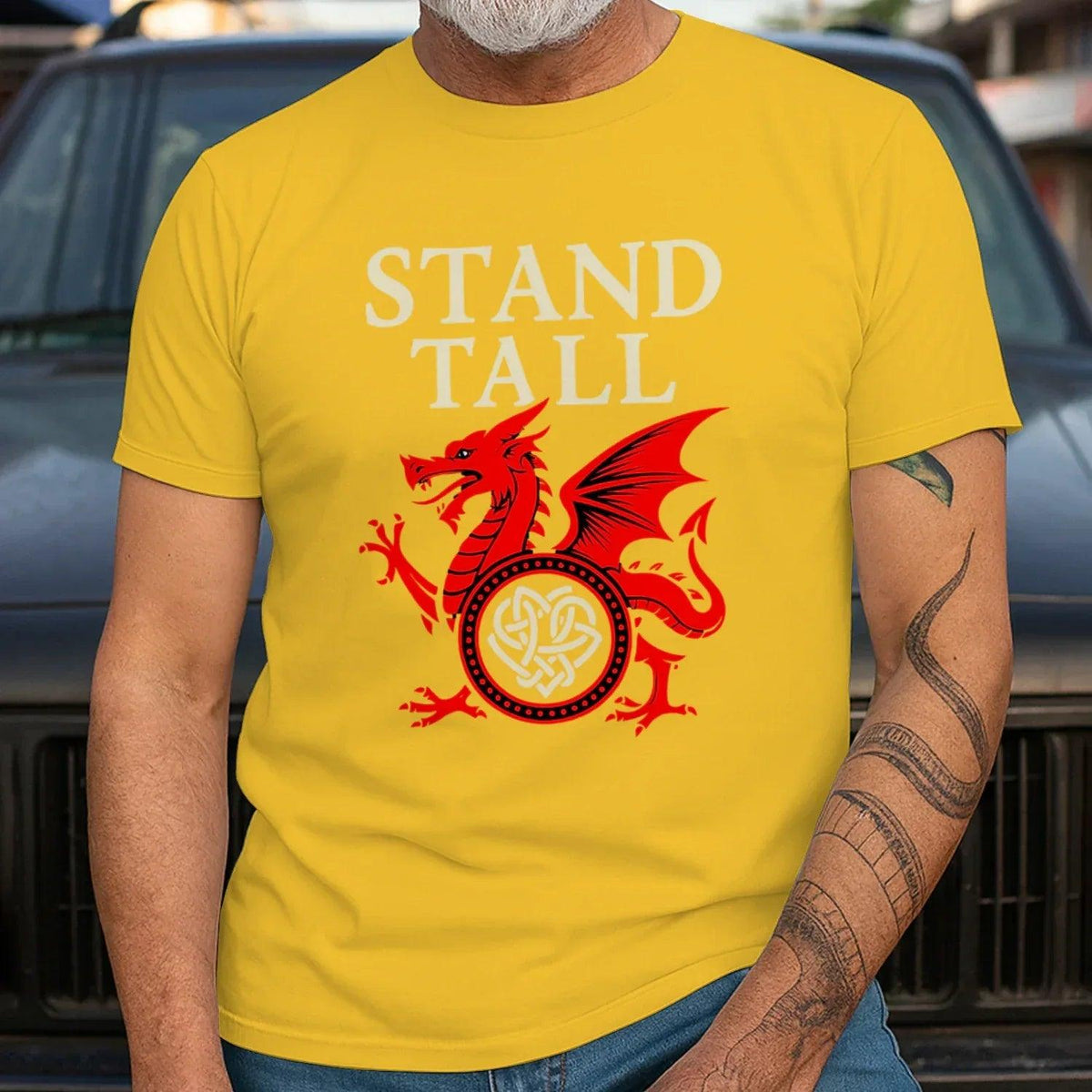 Welsh Dragon T-Shirt - Stand Tall Heritage Edition 01 - Celtic Wolfwear