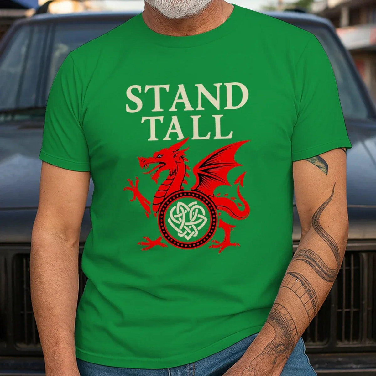 Welsh Dragon T-Shirt - Stand Tall Heritage Edition 01 - Celtic Wolfwear