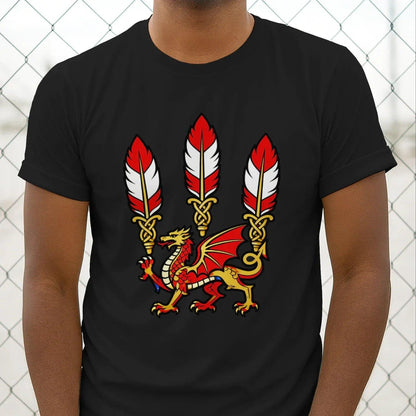 Welsh Dragon T-Shirt - Three Feathers Heritage, Unisex - Celtic Wolfwear