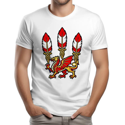Welsh Dragon T-Shirt - Three Feathers Heritage, Unisex - Celtic Wolfwear