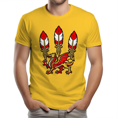 Welsh Dragon T-Shirt - Three Feathers Heritage, Unisex - Celtic Wolfwear