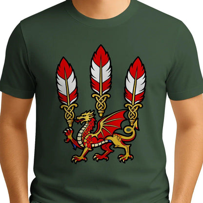 Welsh Dragon T-Shirt - Three Feathers Heritage, Unisex - Celtic Wolfwear