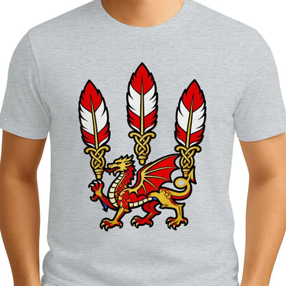 Welsh Dragon T-Shirt - Three Feathers Heritage, Unisex - Celtic Wolfwear