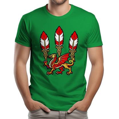 Welsh Dragon T-Shirt - Three Feathers Heritage, Unisex - Celtic Wolfwear