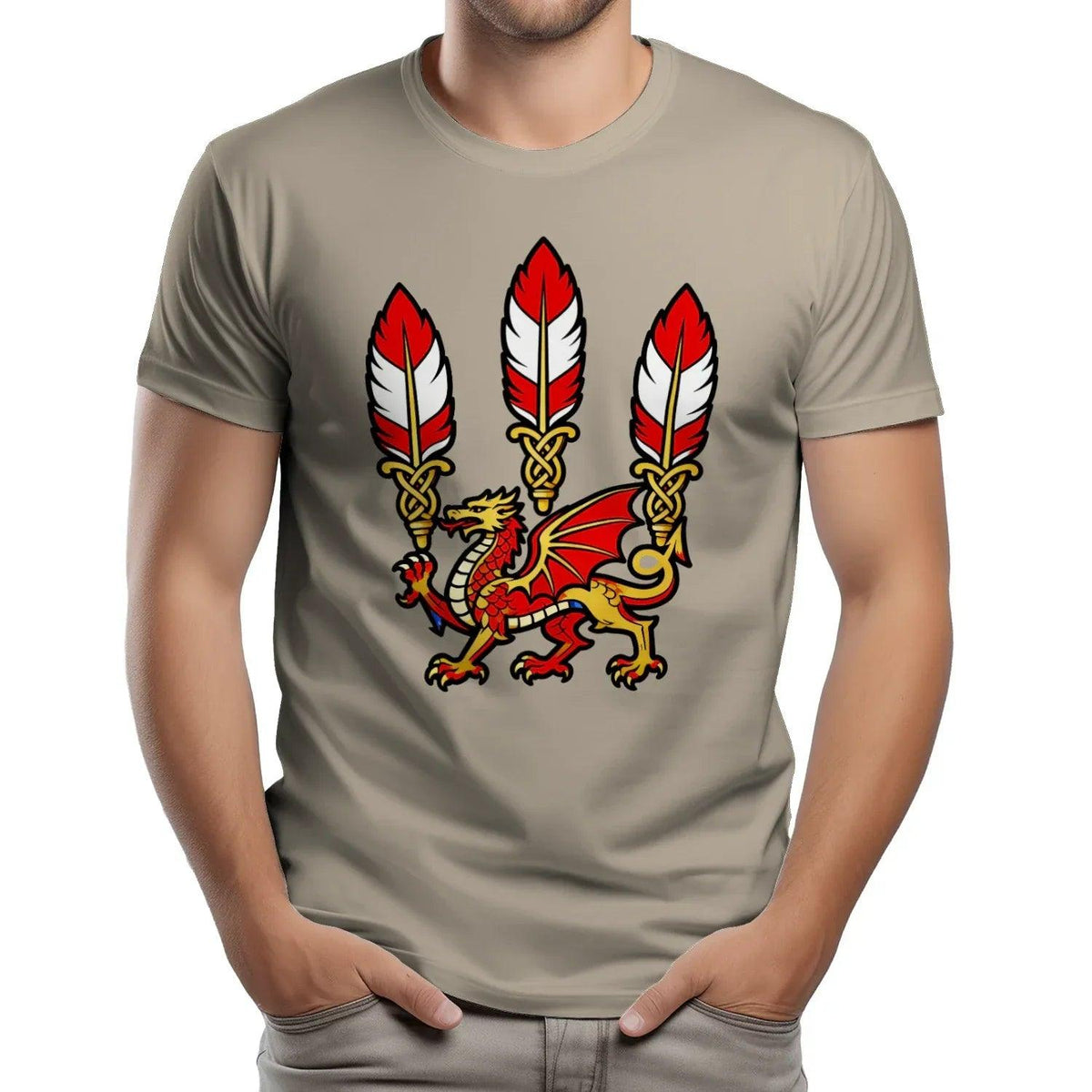 Welsh Dragon T-Shirt - Three Feathers Heritage, Unisex - Celtic Wolfwear