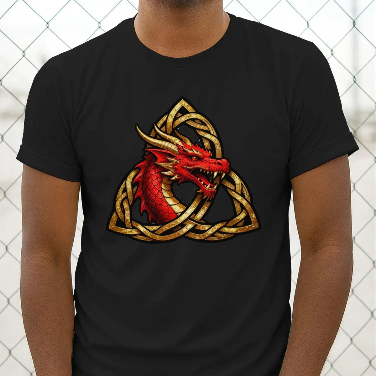Welsh Dragon T-Shirt - Triquetra, Unisex Matchday Wear - Celtic Wolfwear