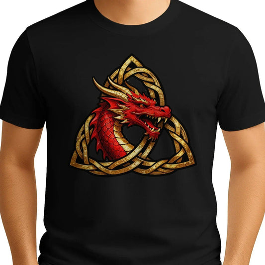 Welsh Dragon T-Shirt - Triquetra, Unisex Matchday Wear - Celtic Wolfwear