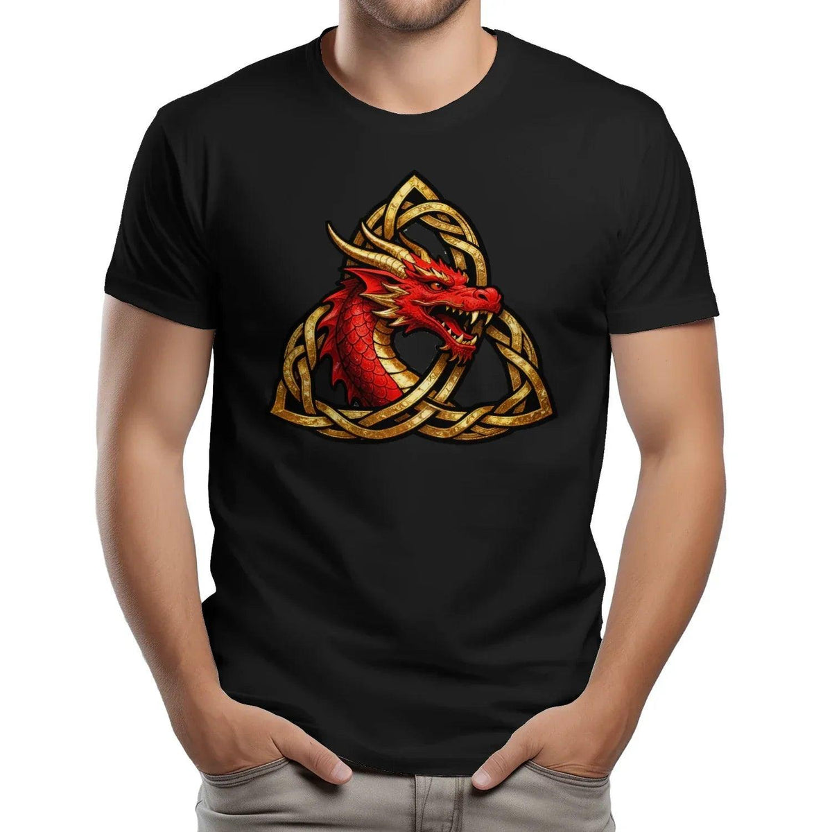 Welsh Dragon T-Shirt - Triquetra, Unisex Matchday Wear - Celtic Wolfwear