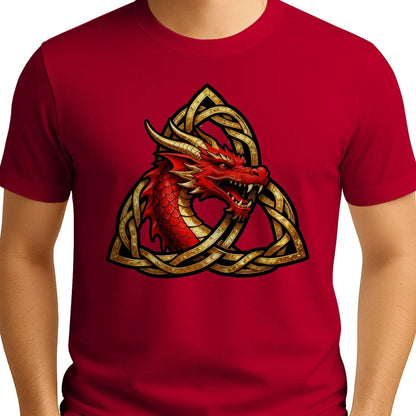 Welsh Dragon T-Shirt - Triquetra, Unisex Matchday Wear - Celtic Wolfwear