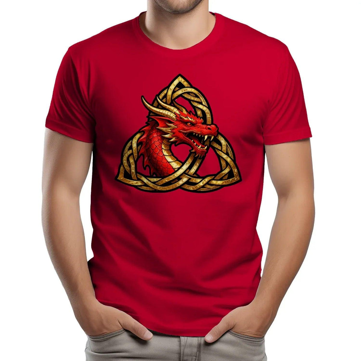 Welsh Dragon T-Shirt - Triquetra, Unisex Matchday Wear - Celtic Wolfwear