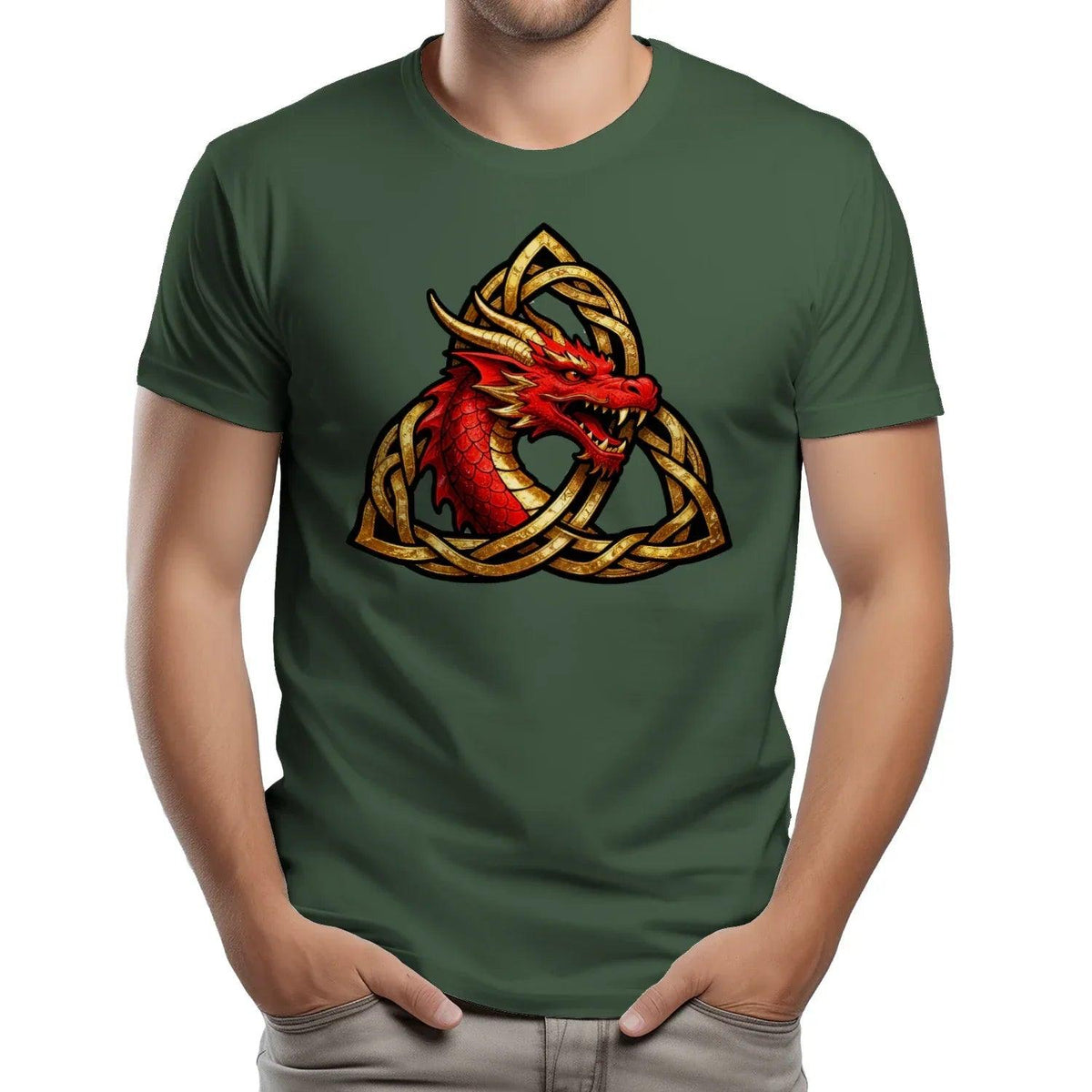 Welsh Dragon T-Shirt - Triquetra, Unisex Matchday Wear - Celtic Wolfwear
