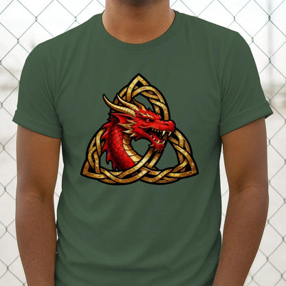Welsh Dragon T-Shirt - Triquetra, Unisex Matchday Wear - Celtic Wolfwear