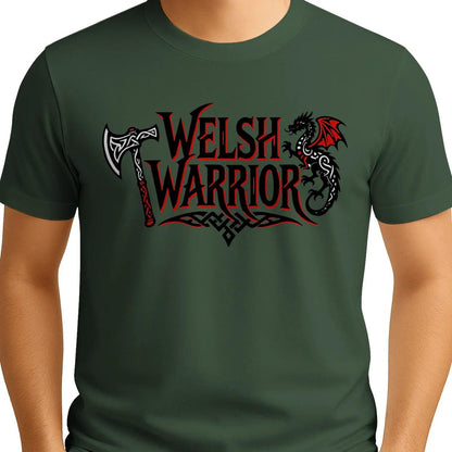 Welsh Dragon T-Shirt - Warrior Axe Pride Unisex Streetwear - Celtic Wolfwear