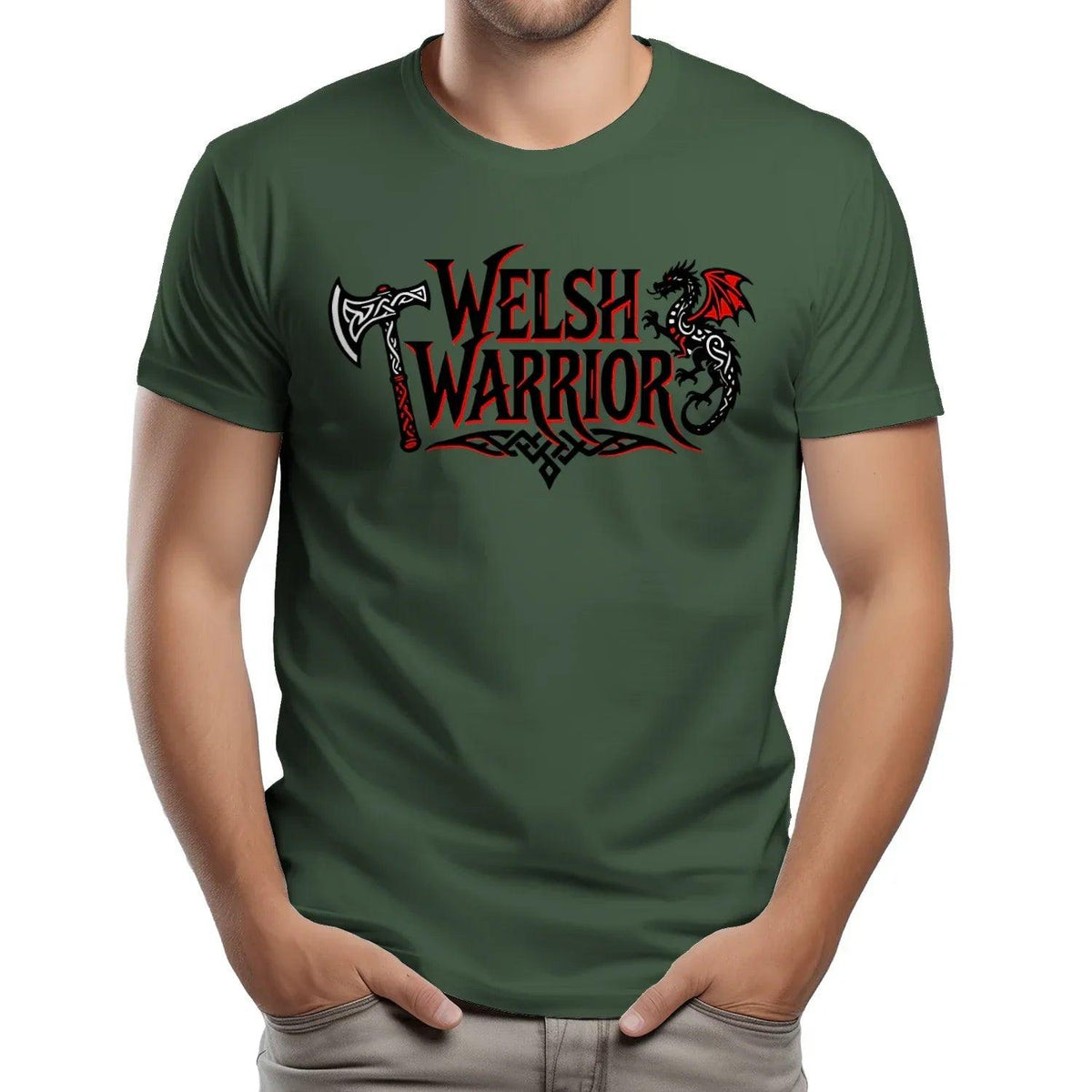 Welsh Dragon T-Shirt - Warrior Axe Pride Unisex Streetwear - Celtic Wolfwear